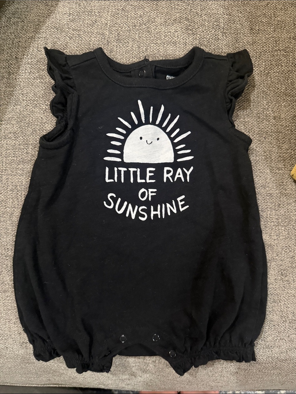 Gymboree Black Tank Romper with White Sun Graphic